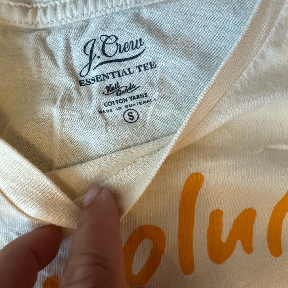 J. Crew Cream Tee with Yellow Print